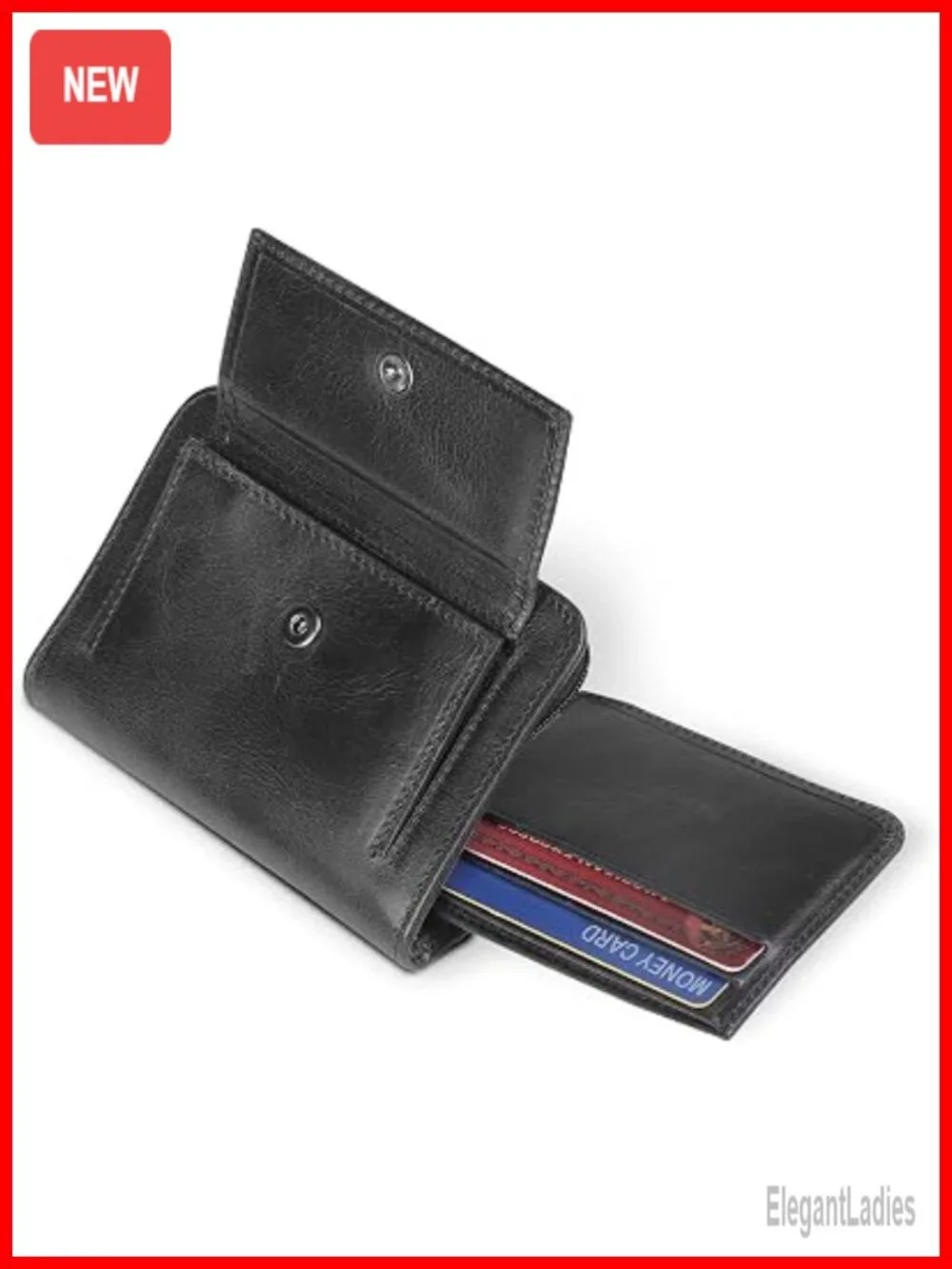 RFID Blocking Zippered Bifold Wallet - Italian Cowhide Leather - Slim Travel
